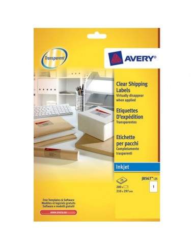 Etichette trasparenti QuickPEEL™ Avery - Inkjet - 210x297 mm - 1 et/ff - J8567-25 (conf.25)
