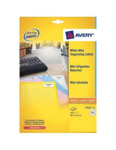 Mini etichette Avery - Laser - trasparente - 22x12,7 mm - 48 et/ff - L7553-25 (conf.25)