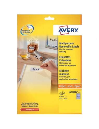 Etichette rimovibili Avery - 63,5x29,6 mm - 27 - L4737REV-25 (conf.25)