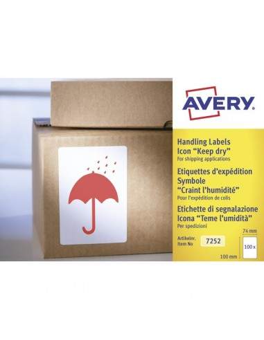 Etichette in rotolo per spedizioni Avery - "Teme Umidità" - 74x100mm - 200 - 7252