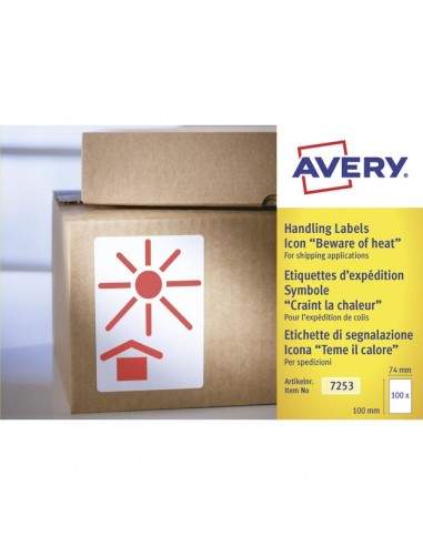 Etichette in rotolo per spedizioni Avery - "Teme il calore" - 74x100mm - 200 - 7253
