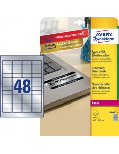 Etichette in PL argento Avery - laser - dim Ø30mm - et/ff 48 - L6129-20 (conf.20)