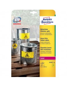 conf. 20 Etichette gialle poliestere - 20ff Avery L6105-20