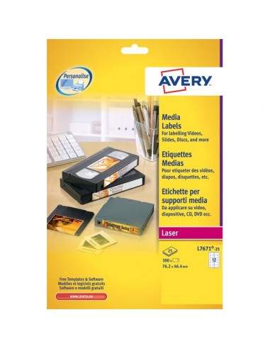 Etichette per supporti multimediali Avery - 46x11,1 mm - 84 et/ff - L7656-25 (conf.25)