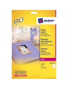Etichette glossy per stampanti laser a colori Avery - 209x295 mm - 1 et/ff - L7767-40 (conf.40)