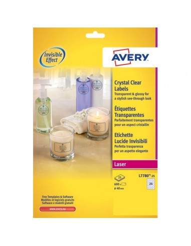 Etichette lucide invisibili Avery - 24 - ø 40 mm - 190 g/mq - L7780-25 (conf.25)