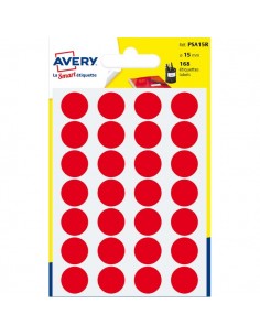 Etichette rotonde in bustina Avery - rosso - diam. 15 mm - 24 - PSA15R (conf.7)