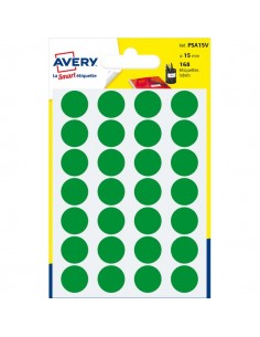 Etichette rotonde in bustina Avery - verde - diam. 15 mm - 24 - PSA15V (conf.7)