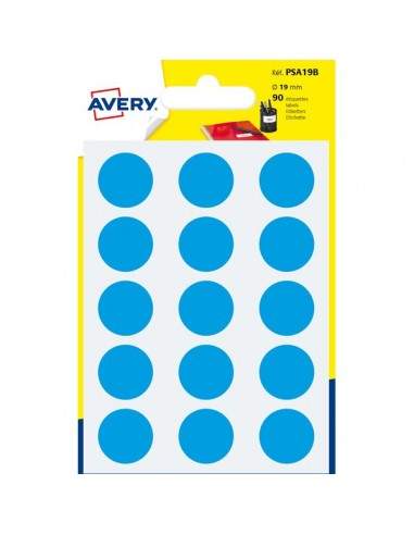 Etichette rotonde in bustina Avery - blu - diam. 19 mm - 15 - PSA19B (conf.6)