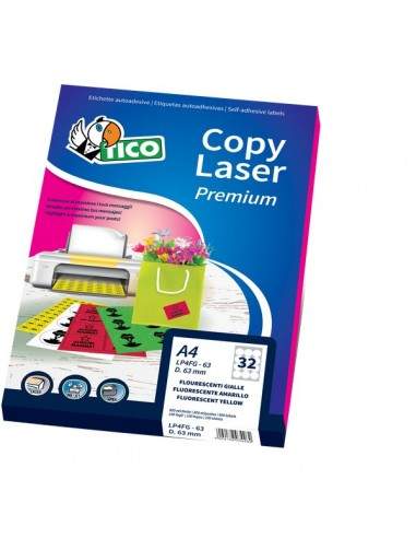 Etichette Copy Laser Prem.Tico fluo Las/Ink/Fot ang.arrot. 47,5x25,5mm giallo - LP4FG-4725 (conf.70)