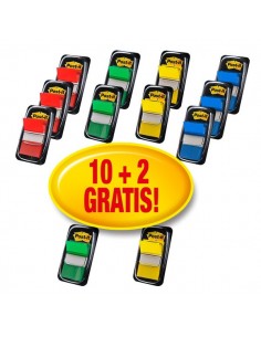 Post-it® Index 680 - segnapagina - blu, giallo, rosso, verde - 680-10+2 (conf.10+2)