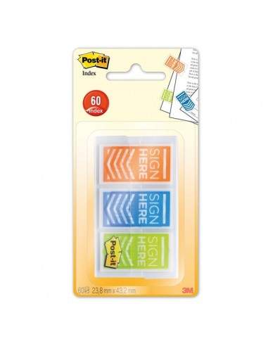 Segnapagina Post-it® Index 680 Firma - arancione, blu, lime - 682-SH-OBLEU (conf.3)