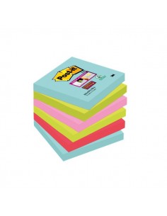 Foglietti Post-it® Super Sticky Miami - assortiti a tema Miami - 76x76 mm - 654-6SS-MIA (conf.6) Post-It - 1