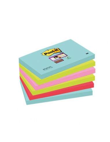 Foglietti Post-it® Super Sticky Miami - assortiti a tema Miami - 76x127 mm - 655-6SS-MIA (conf.6)