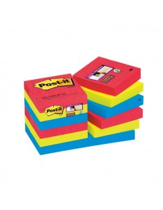 Post-it® Super Sticky colori Bora Bora- 51x51 mm - rosso verde blu - 622-12SS- 676594 (conf.12) Post-It - 1