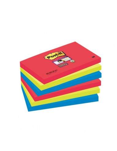 Post-it® Super Sticky colori Bora Bora- 76x127 mm - rosso verde acqua - 655-6SS-JP (conf.6)