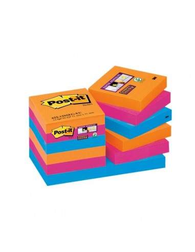 Post-it® Super Sticky colori Bangkok - 51x51 mm - fluo: arancio, rosa, azzurro - 622-12SS-EG (conf.12)