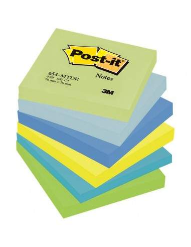 Post-it® Note Dream - tinta unita - 100 - 76x76 mm - verde,blu - 654-MTDR (conf.6)