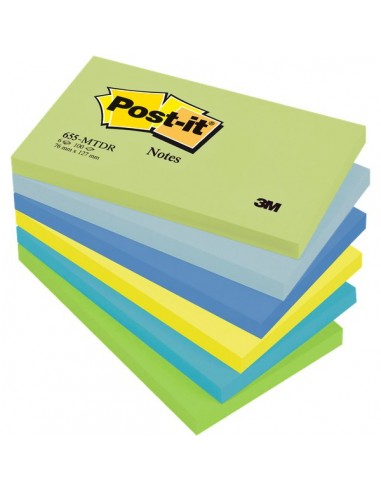 Post-it® Note Dream - tinta unita - 100 - 76x127 mm - verde,blu - 655-MTDR (conf.6)