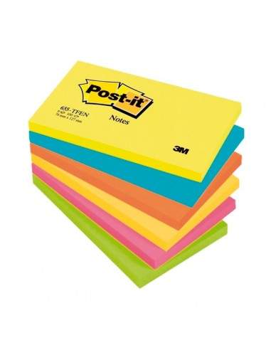 Post-it® Note Energy  - tinta unita - 100 - 76x127 mm - neon arcobaleno - 655-TFEN (conf.6)