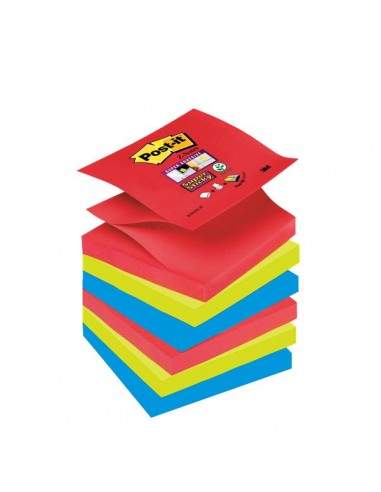 Ricariche Post-it® Z-Notes Super Sticky Post-It  Bora Bora -76x76 mm - assortiti - R330-6SS-JP (conf.6)