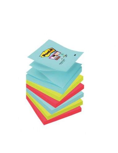 Ricariche  foglietti Post-it® Super Sticky Z-Notes  - 76x76 mm - : acqua , verde , rosso  - R330-6SS-MIA (conf.6)