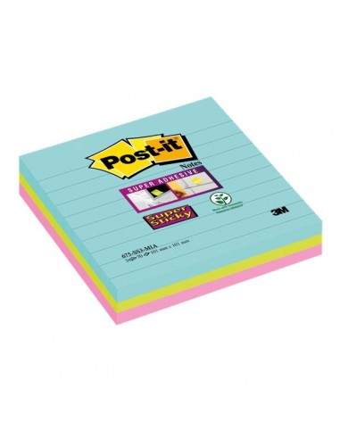 Foglietti Post-it® Super Sticky Formato XL - 101x101 mm - : acqua , verde , rosa  - 675-SS3-MIA (conf.3)