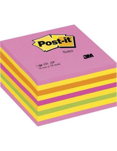 Post-it® Cubi Neon - 76x76 mm - rosa neon,giallo neon,arancio neon,rosa ultra,verde neon - 2028-NP