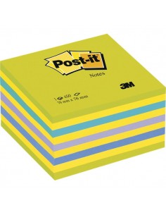 Post-it® Cubi Neon - 76x76 mm - 2 verde ultra, 4 giallo neon, blu ultra, viola neon, blu - 2028-NB