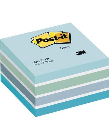 Post-it® Cubi Pastello - 76x76 mm -azzurro pastello,blu smeraldo,blu cielo,blu ultra,bianco - 2028-B