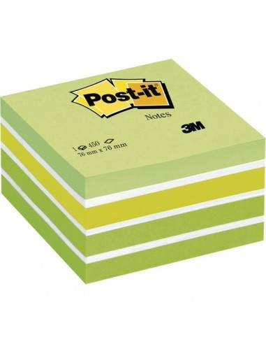 Post-it® Cubi Pastello - 76x76 mm - verde pastello, verde neon, 2 verde ultra, 3 bianco - 2028-G