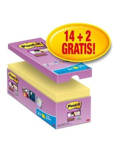 Foglietti Post-It® Super Sticky Value Pack  - 76x76 mm - Giallo Canary™ - 654-Sscy-Vp16-Eu (Conf.14+2)