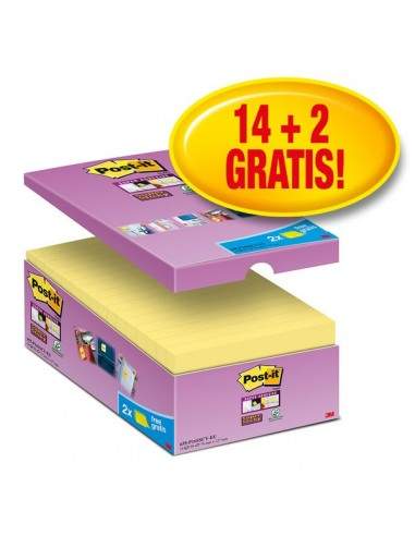 Foglietti Post-It® Super Sticky Value Pack  - 76x127 mm - Giallo Canary™ - 655-Sscy-Vp16-Eu (Conf.14+2)