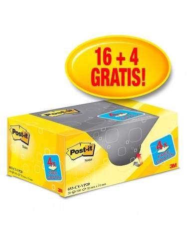 Foglietti Post-It® Notes Giallo Canary™ Value Pack  - 38x51 mm - Giallo Canary - 653Cy-Vp20 (conf.16+4)