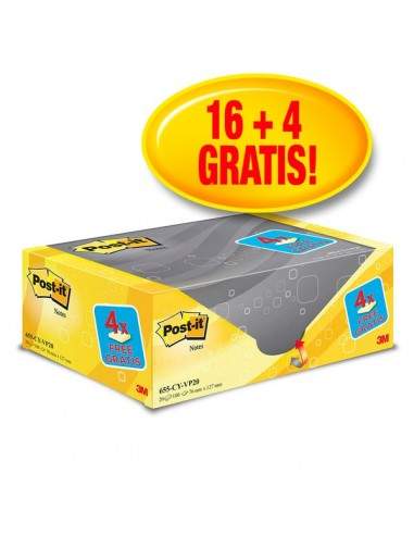 Foglietti Post-It® Notes Giallo Canary™ Value Pack  - 76x127 mm - Giallo Canary - 655Cy-Vp20 (conf.16+4)