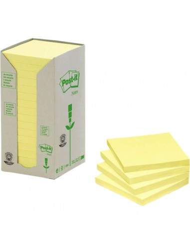 Post-it® Note in carta riciclata - giallo - 76x76 mm - 654-1T (conf.16)