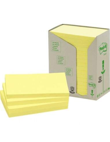 Post-it® Note in carta riciclata - giallo - 127x76 mm - 655-1T (conf.16)