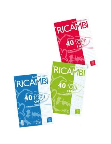 Ricambi bianchi per quaderni Pigna - 15x20,5 cm - 5 mm - 00629045M (conf.40 fogli)