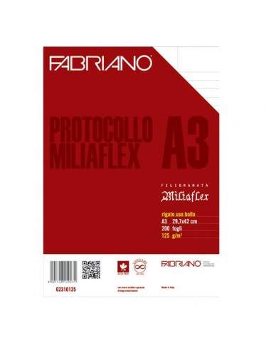 Fogli protocollo filigranati Miliaflex Fabriano - standard - 125 g/mq - 02310125 (conf.200)