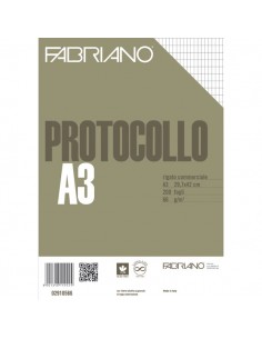 Fogli protocollo Fabriano - standard - rigato commerciale - 66 g/mq - 02910566 (conf.200) Fabriano - 1