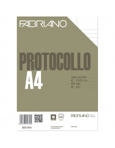 Fogli protocollo Fabriano - per stampanti - rigato uso bollo - 80 g/mq - 02311914 (conf.500) Fabriano - 1