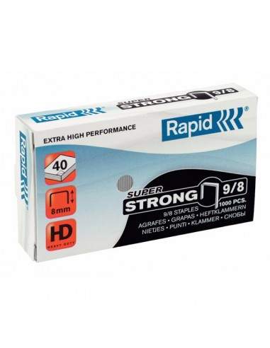 Punti per alti spessori Rapid - Punti metallici 9/8 Super Strong - 10-50 ff - 24871000 (conf.5000)