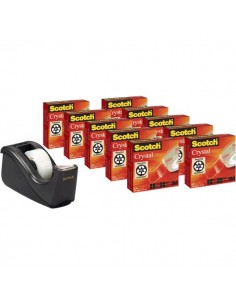 Value Pack nastro Crystal Scotch® 600+Dispenser C60 - 19 mm x 33 m - 6-1933r10TPC (conf.10 rotoli+1dispenser)