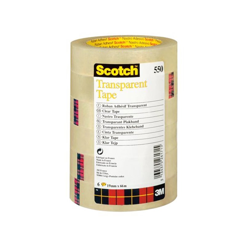 Nastro trasparente Alta Qualità Scotch® 550 - 19 mm x 66 m - 550-1966  (conf.8)