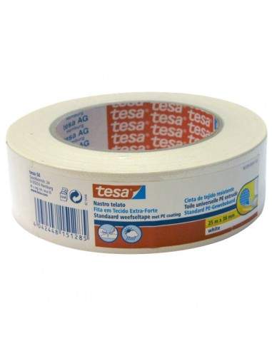 Nastro telato colorato Tesa - 38 mm x 25 m - bianco - 56359-00001-00