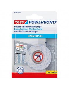 Biadesivo Universal Powerbond Tesa - blister - 1,5 mt x19 mm - bianco - 58565-00001-00