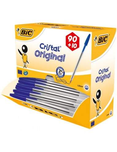 Penna a sfera Cristal® Bic - VALUE PACK MEDIUM - blu - 1 mm - 942910 (conf.90+10)