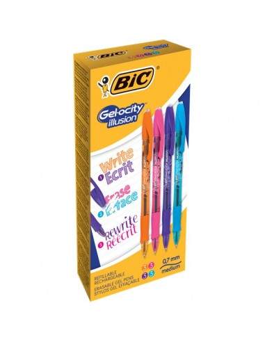 Penna cancellabile Gelocity Illusion Gel Bic - 0,7 mm - assortiti fun - 944073 (conf.12)