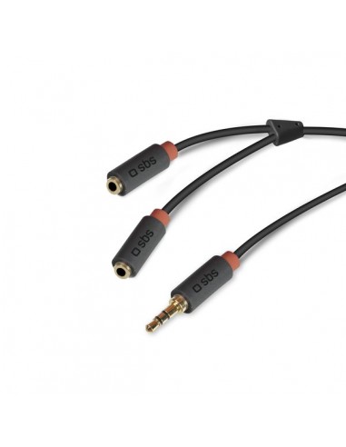 Cavo stereo Jack 3,5mm maschio con sdoppiatore a 2 Jack 3,5mm femmina SBS - nero - TECABLESPLITTER