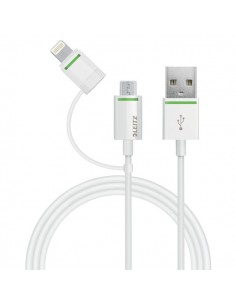 Cavo USB-M_MicroUSB-M con adattatore Lightning Leitz - bianco - 63080001